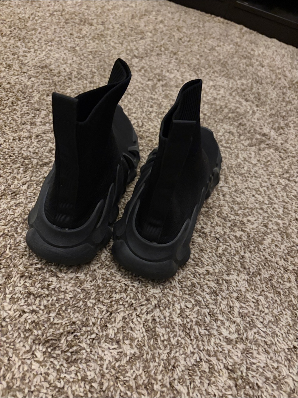 Black Knit Sock Sneaker with Sculpted Sole - Picture 5 of 7